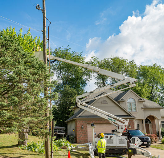 Trimming around power lines